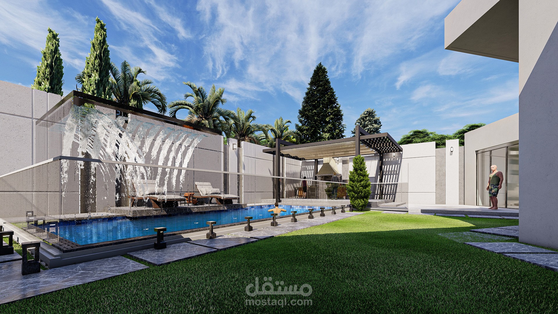 تصميم لاندسكيب لفيلا في الرياض
