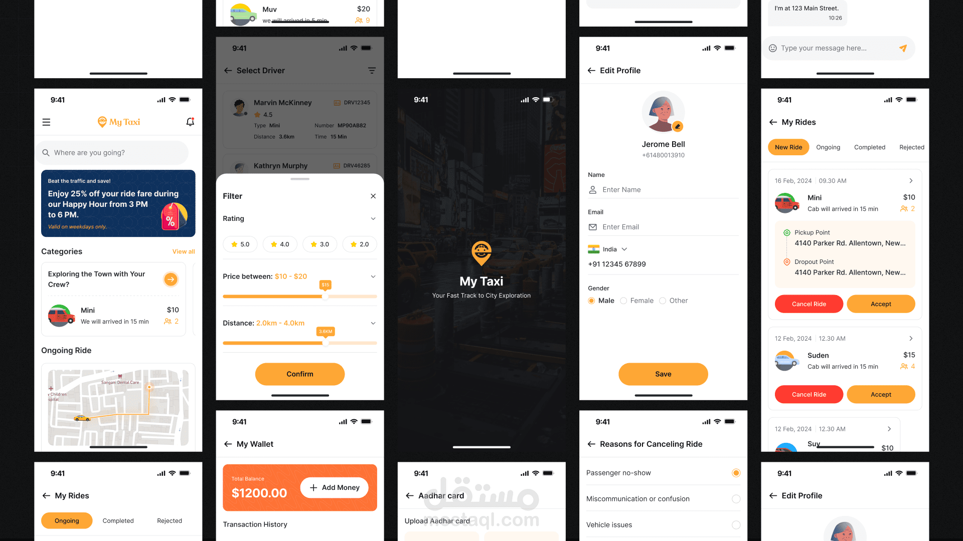 MyTaxi - تطبيق حجز سيارات الأجرة الكامل باستخدام Flutter | حل كامل لحجز سيارات الأجرة | استنساخ Uber -