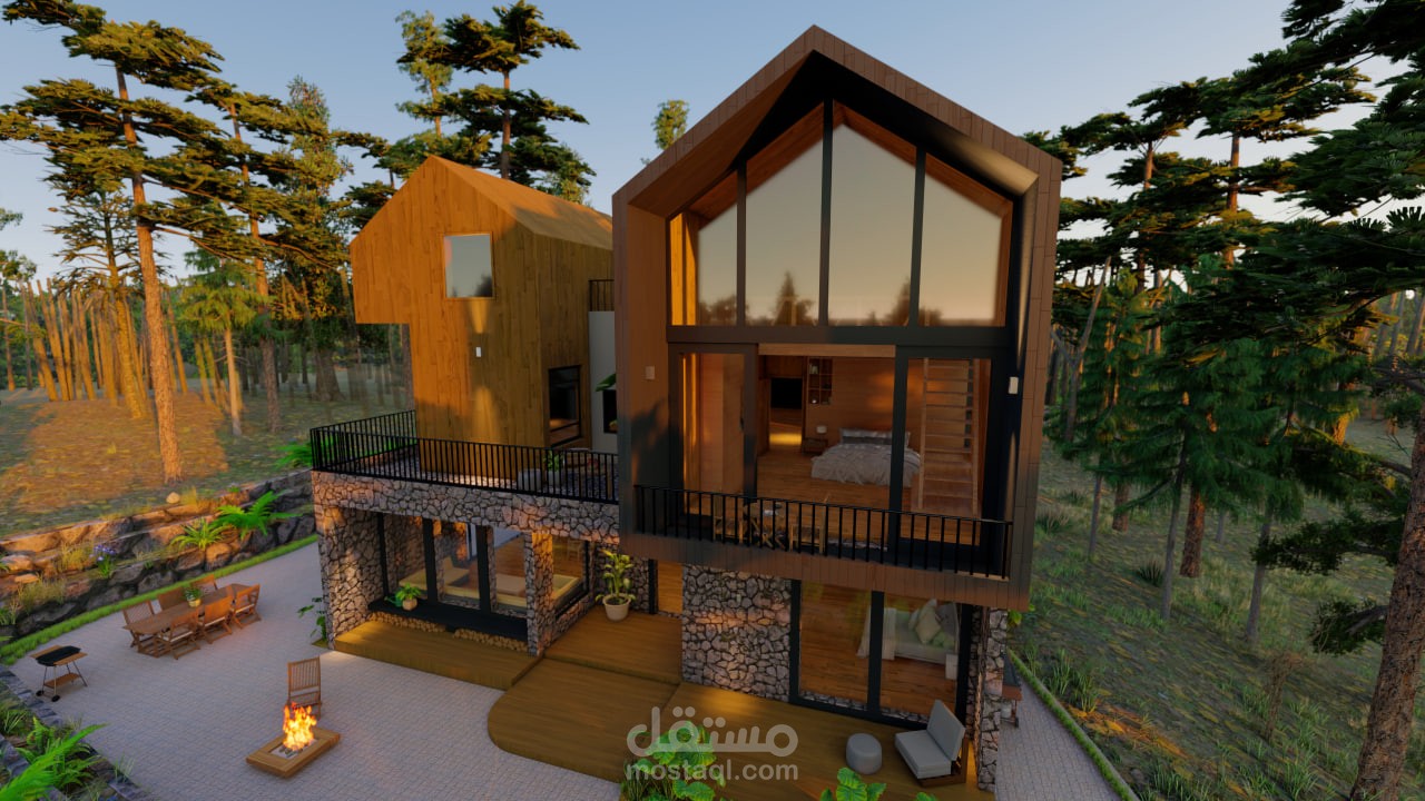 تصميم شاليه خاصة في منتجع على الجبل