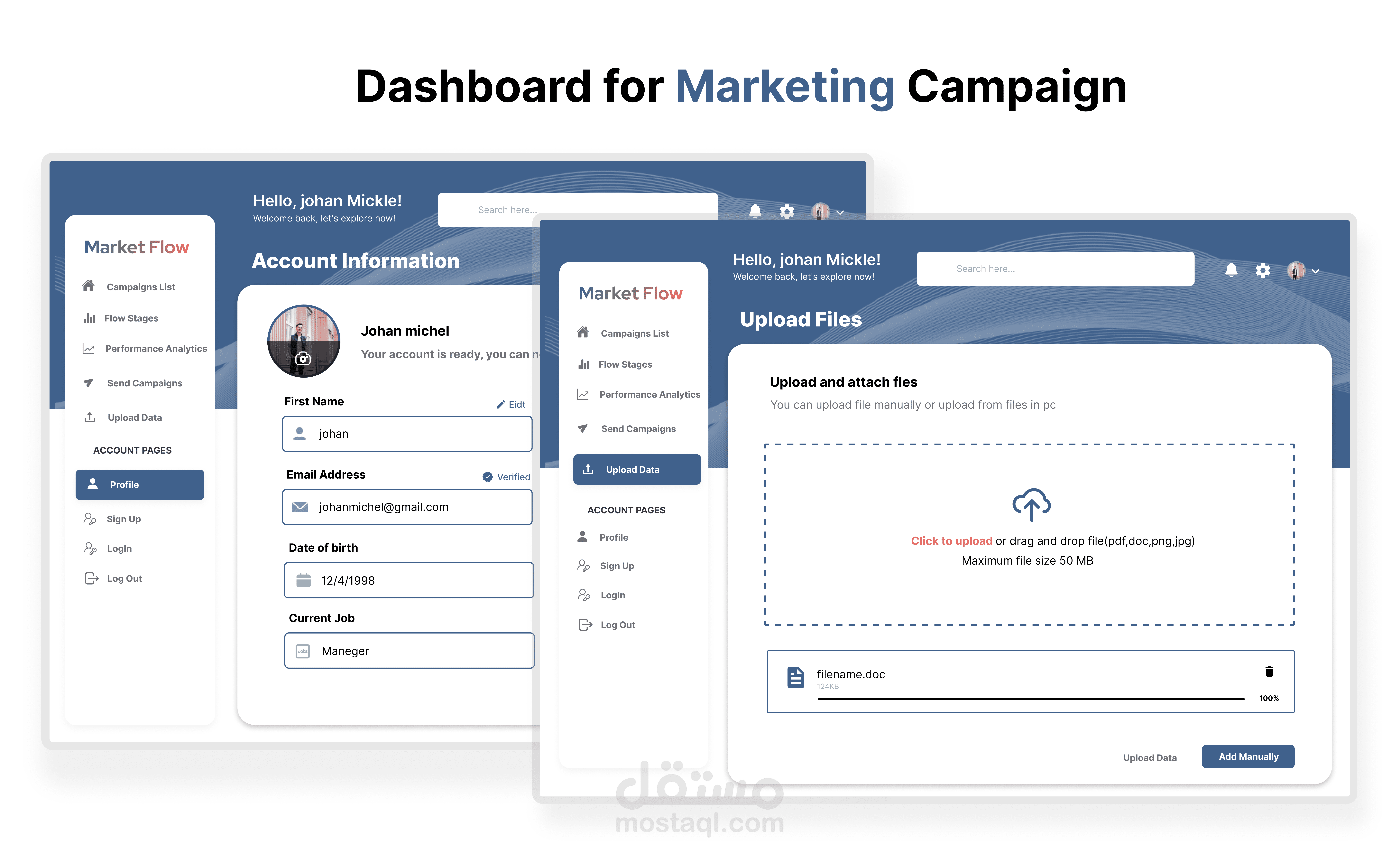 تصميم واجهة تحكم UIUX dashboard