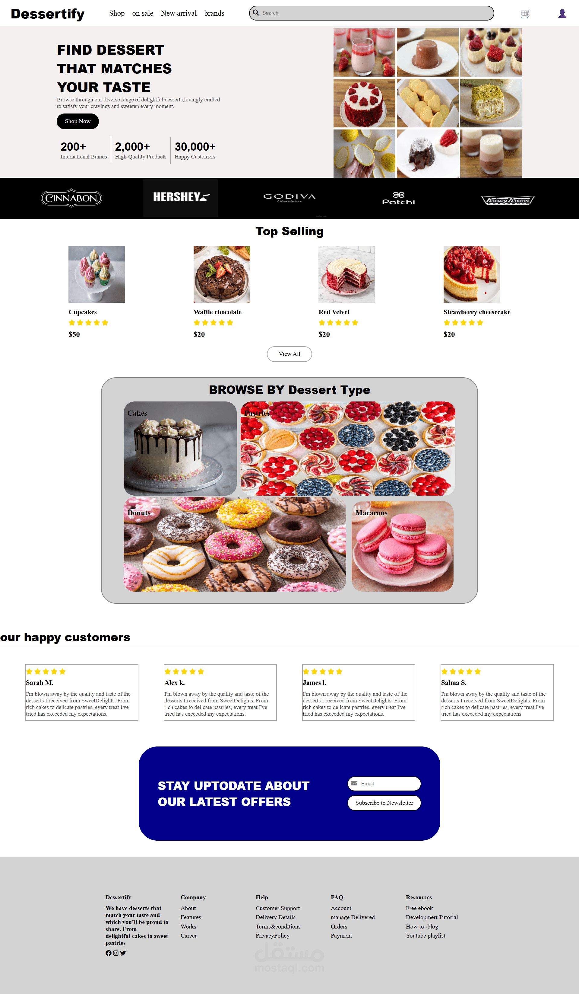 صفحة هبوط متجر الكتروني للحلويات