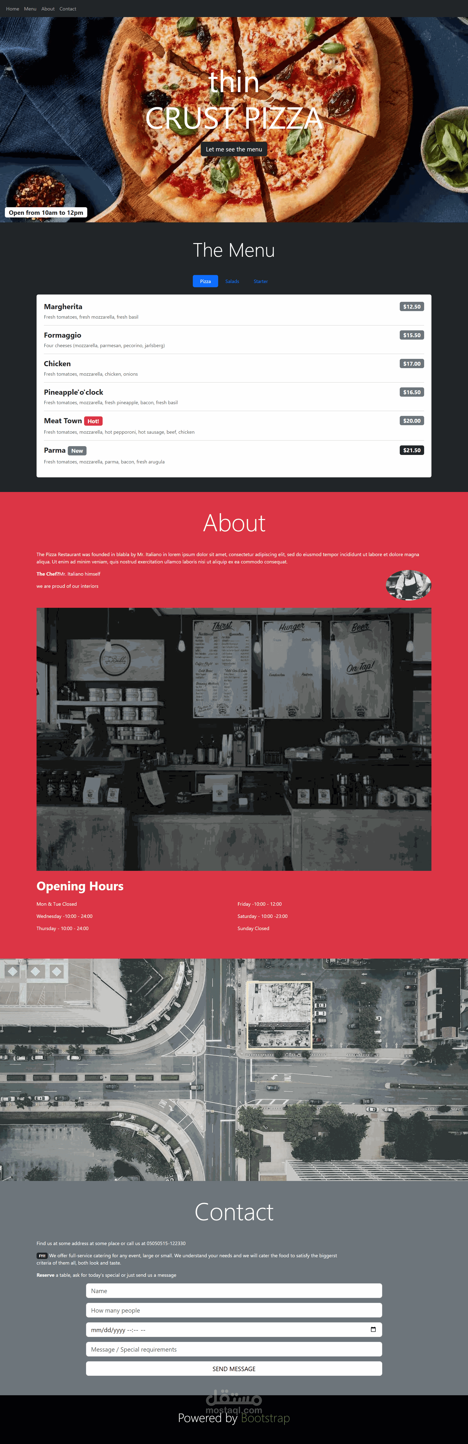 صفحة هبوط لمطعم بيتزا