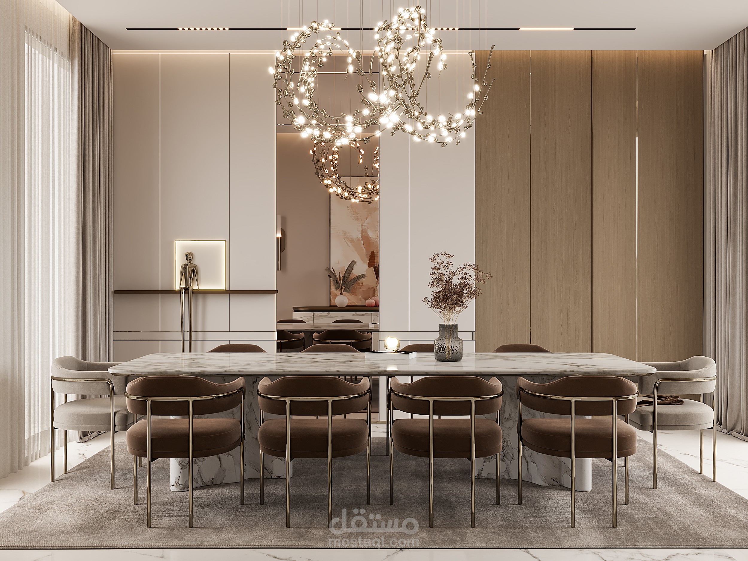 تصميم غرفة طعام بفيلا بالسعودية