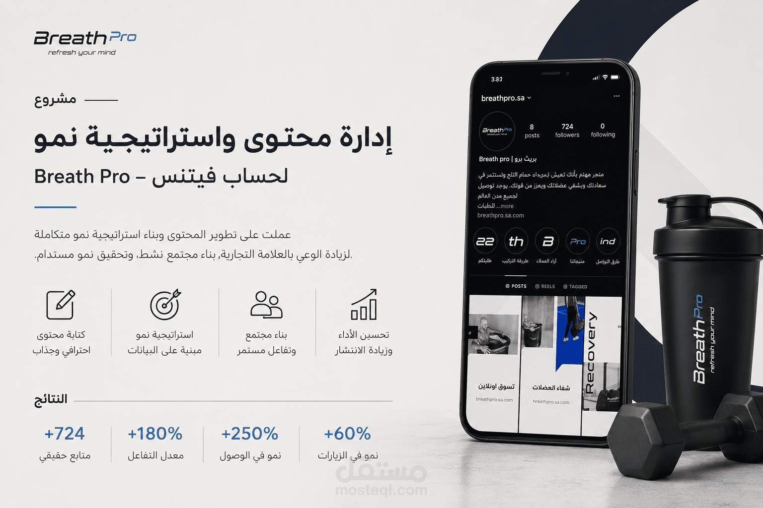 كتابة المحتوى ووضع استراتيجية نمو (Growth strategy & content writing) لحساب فيتنس