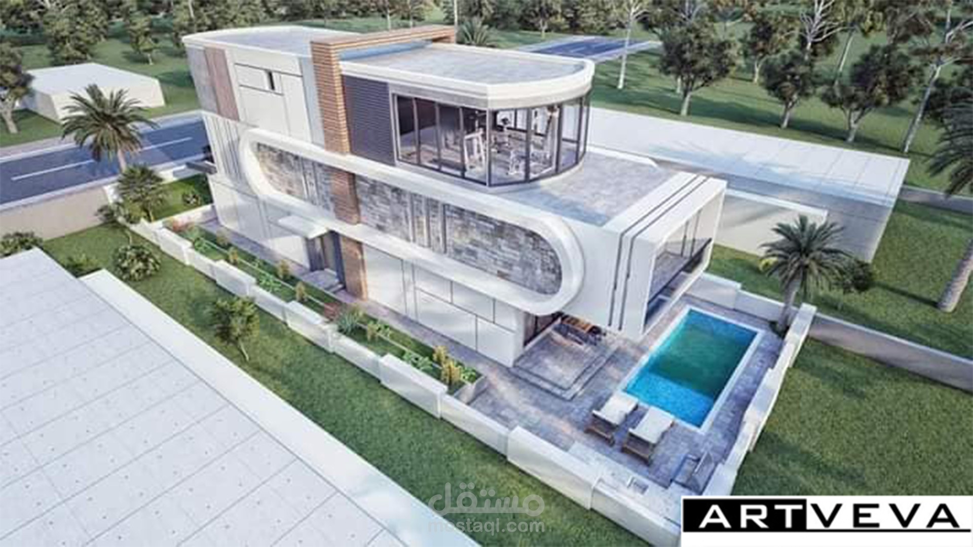 تصميم هندسي متكامل لفيلا مودرن