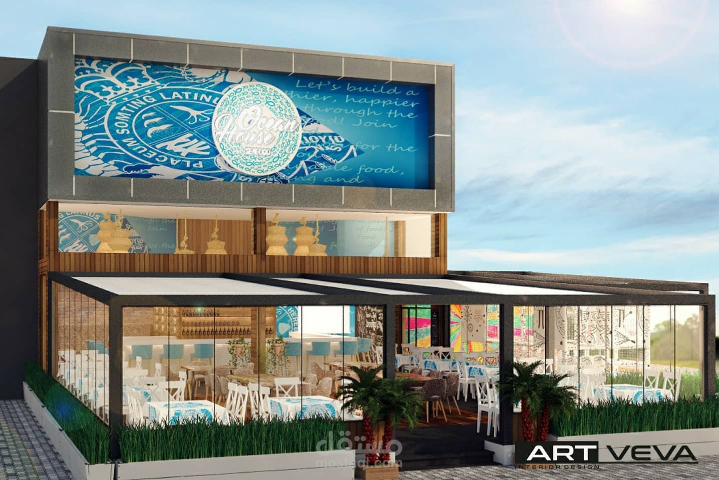 تصميم ثلاثي الأبعاد لمطعم Ocean