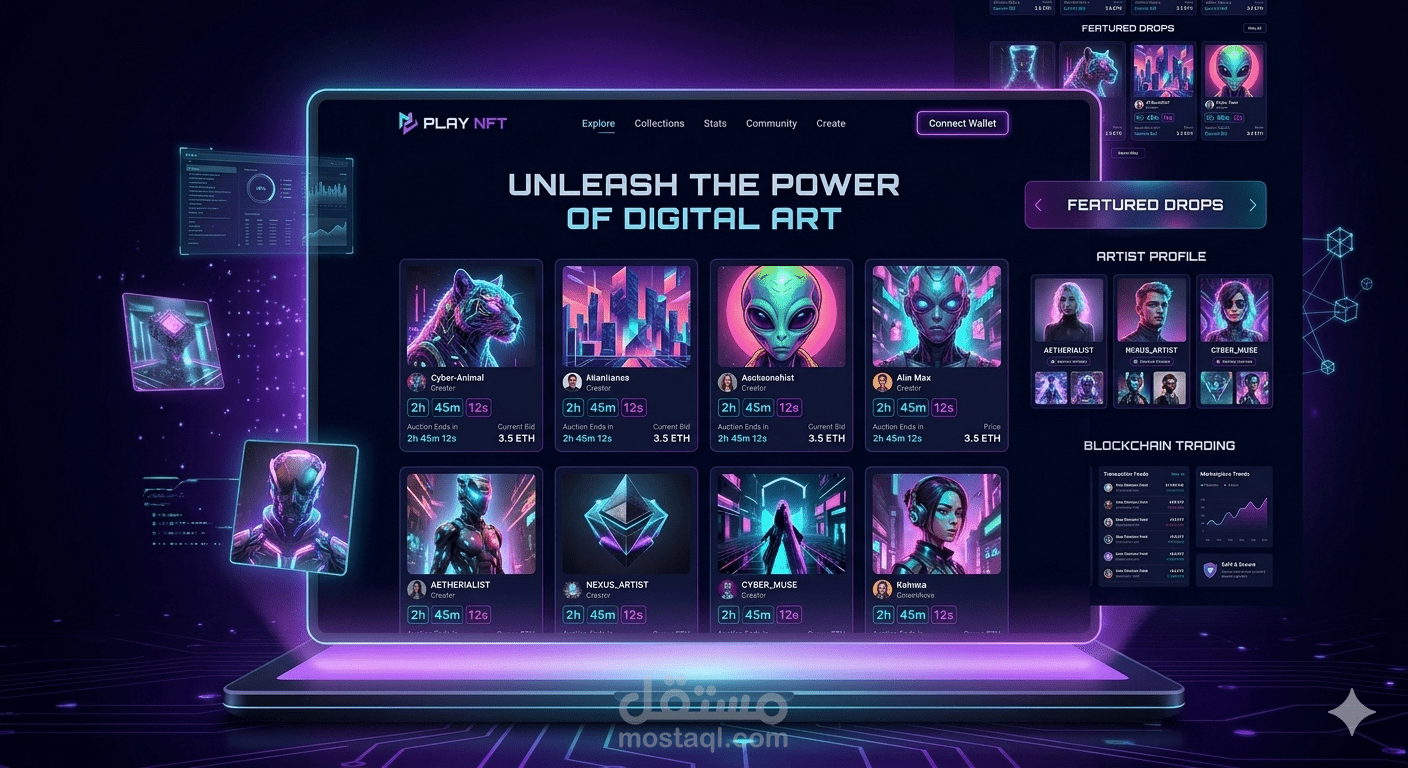 PLAY NFT – تصميم UI/UX لمنصة تداول الفن الرقمي