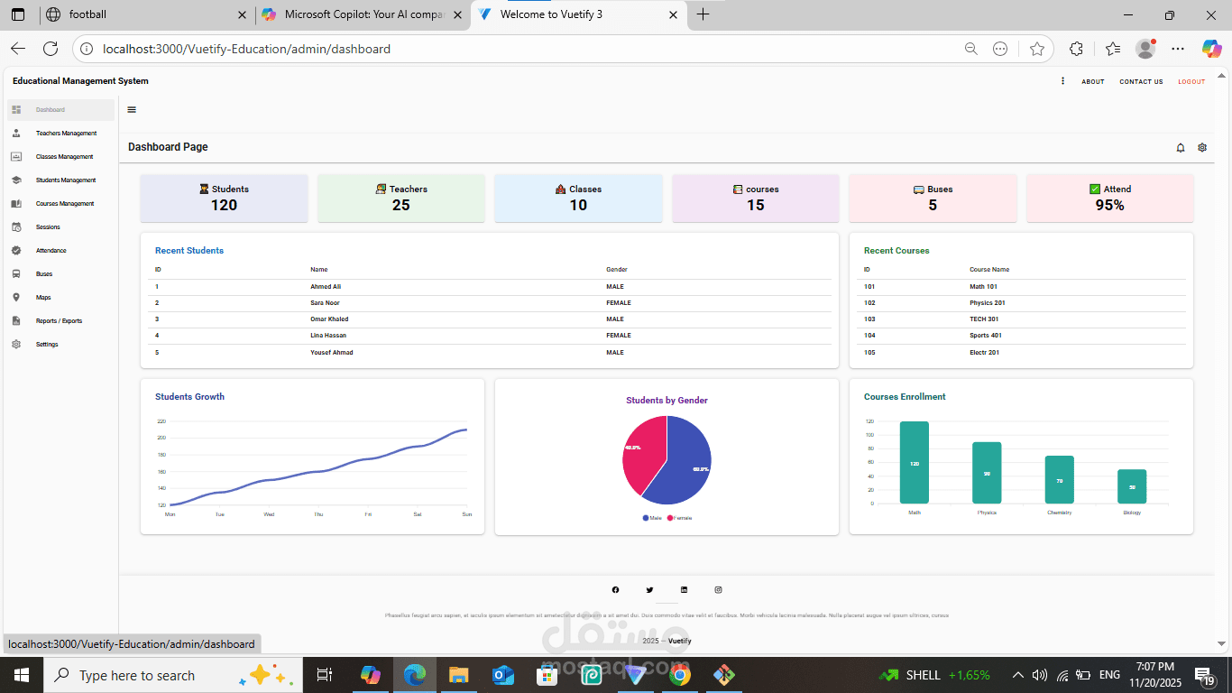 "منصة تعليمية ذكية متكاملة – مبنية بـ Vue.js, Vuetify, Pinia, Router, APIs, HTML & CSS"