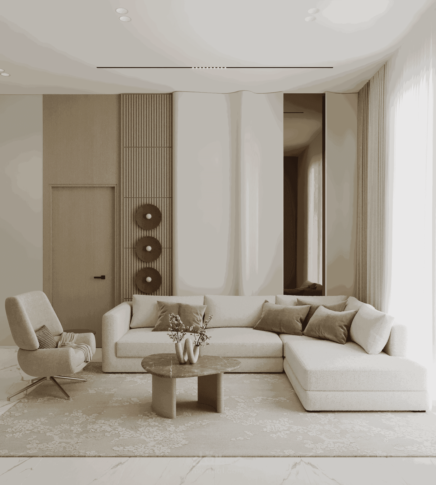 تصميم داخلي لصاله ومطبخ مفتوح مودرن وعصري