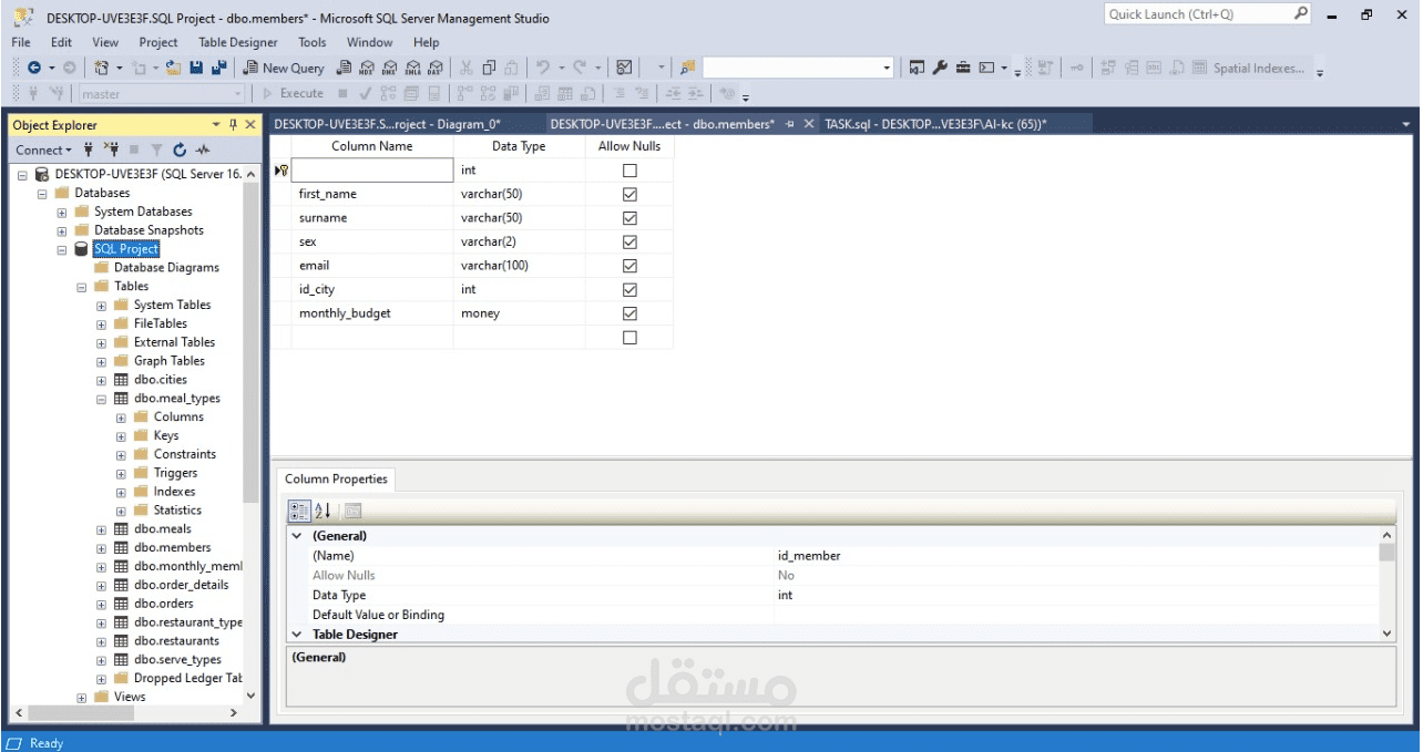 انشاء Tables  علي SQL Server