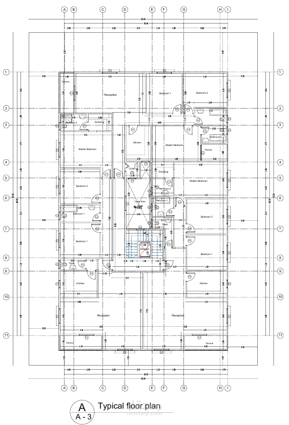 تصميم معماري ثنائي الأبعاد لمبنى سكني