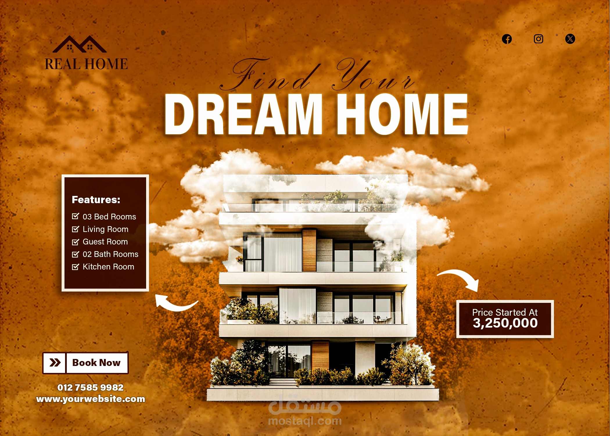 تصميم بوست سوشيال ميديا لشركة تسويق عقاري