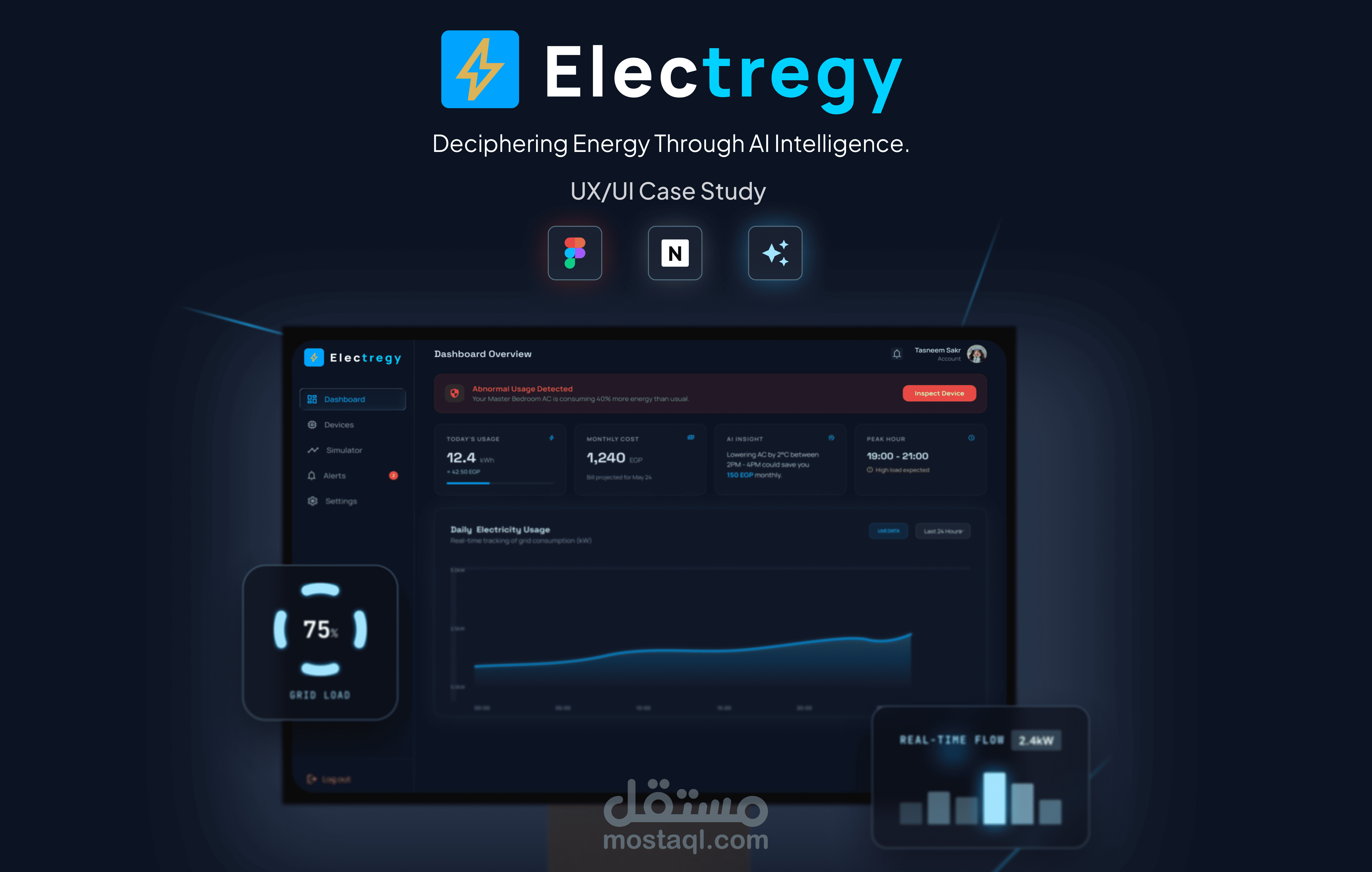 Electregy – AI Energy Management Dashboard | مستقل