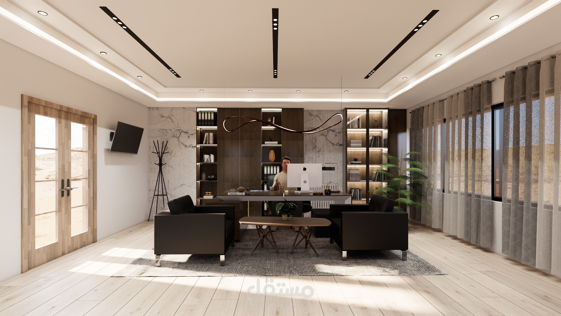 تصميم مكتب تنفيذي عصري وفاخر