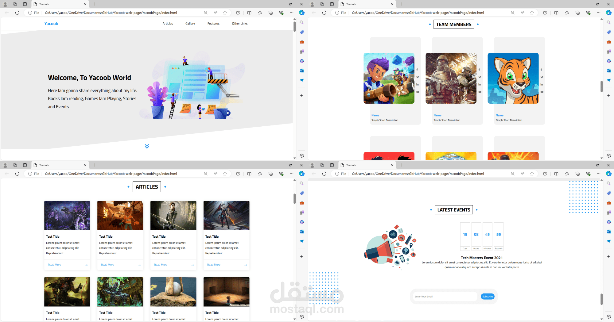تصميم موقع باستخدام css,html,js