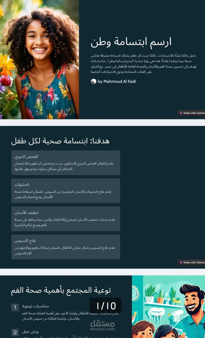 عرض بوربوينت تقديمي لمبادرة خيرية باستعمال الذكاء الاصطناعي