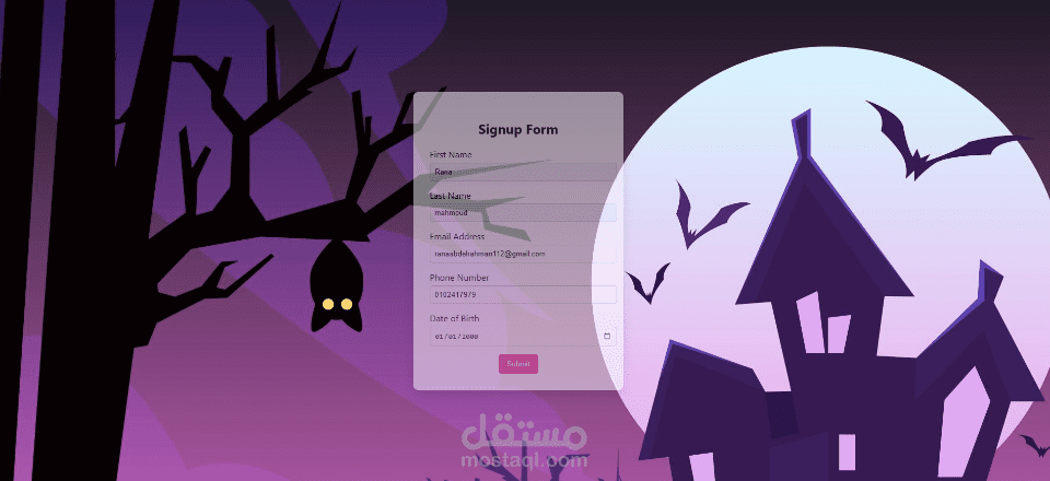 modern and interactive signup form