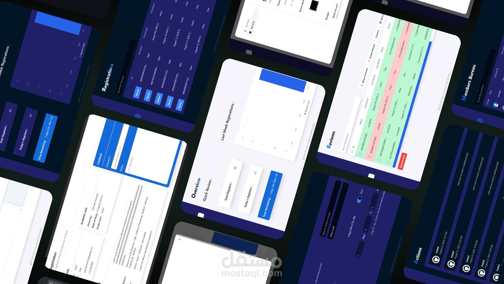 لوحة تحكم إدارية لتسجيلات نادي CSCC