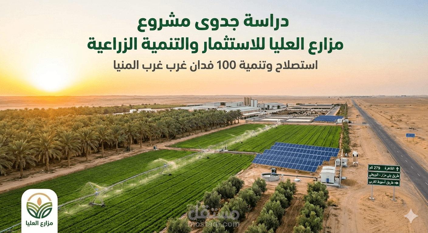 إعداد دراسة جدوى مالية متكاملة لمشروع استصلاح زراعي/عقاري بمساحة 500 فدان
