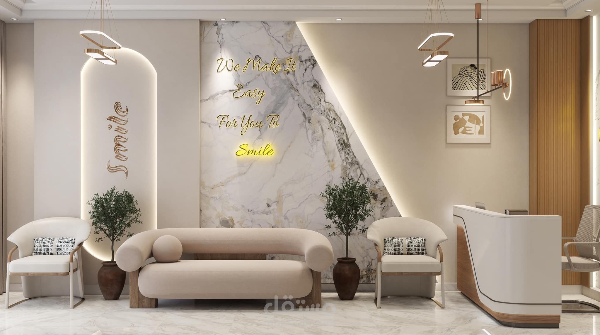 تصميم داخلي لعيادة اسنان