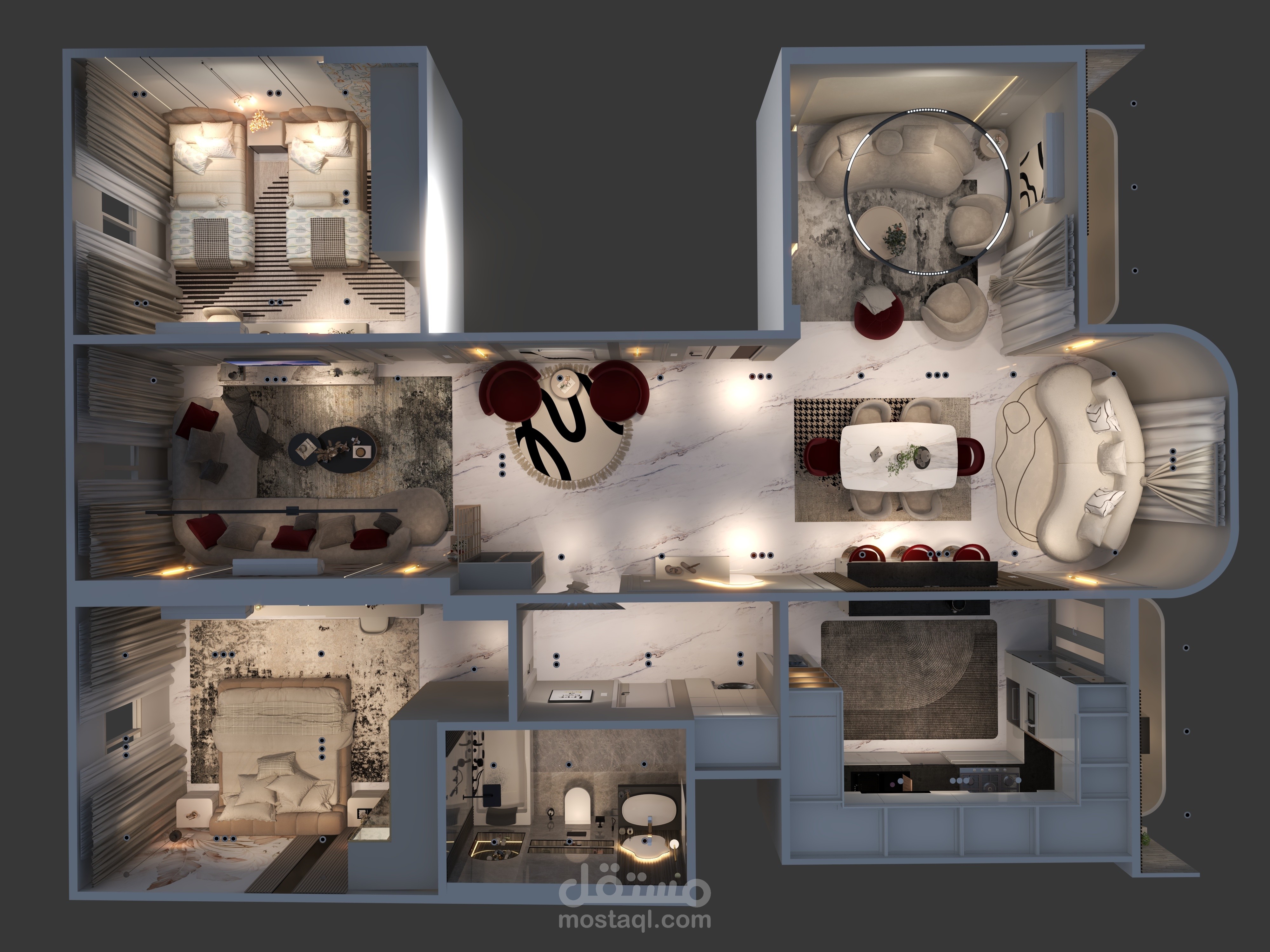 بلان 3d لشقة سكنية
