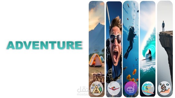 تصميم عرض تقديمي ADVENTURE عن انواع المغامرة