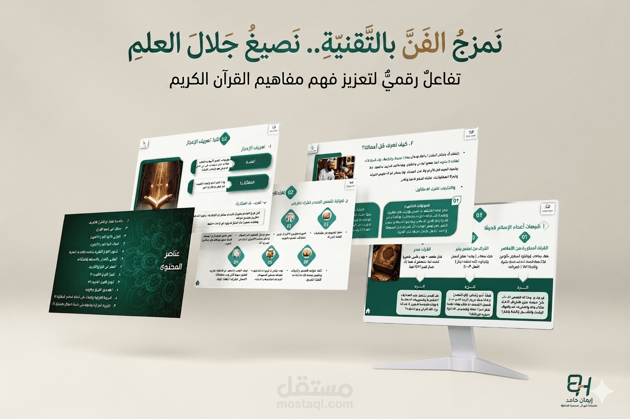 تصميم عرض تقديمي تفاعلي ضخم (146 شريحة) بنظام ملاحة ذكي وتقنيات Morph