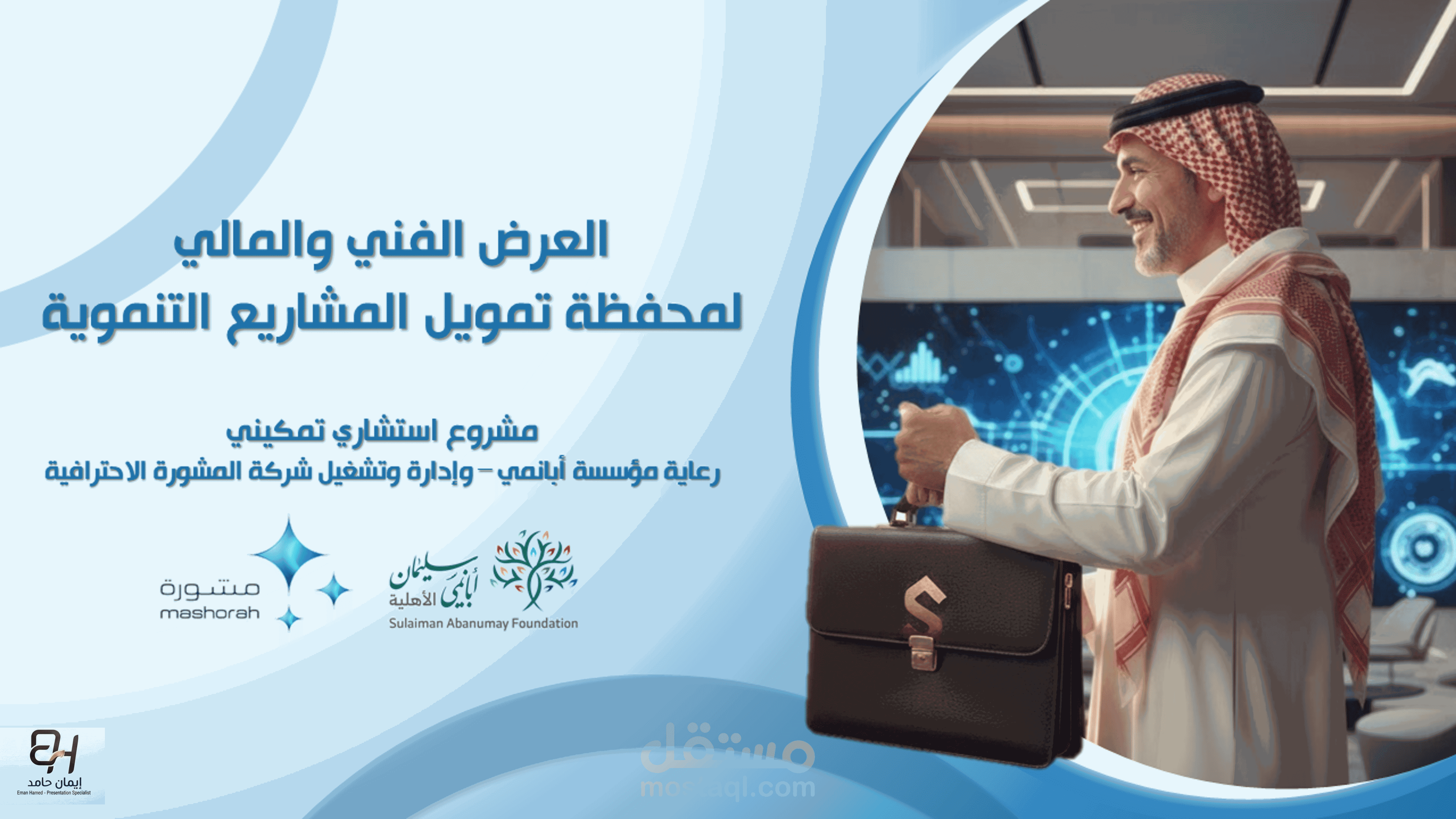 تصميم عرض استراتيجي من الصفر (From Scratch) مع صور مخصصة بالذكاء الاصطناعي: محفظة التمويل