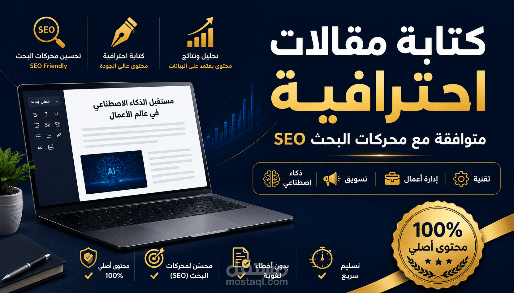 كتابة وإعداد تقرير "شريان الأعمال الحديثة" وتلخيص الأبحاث