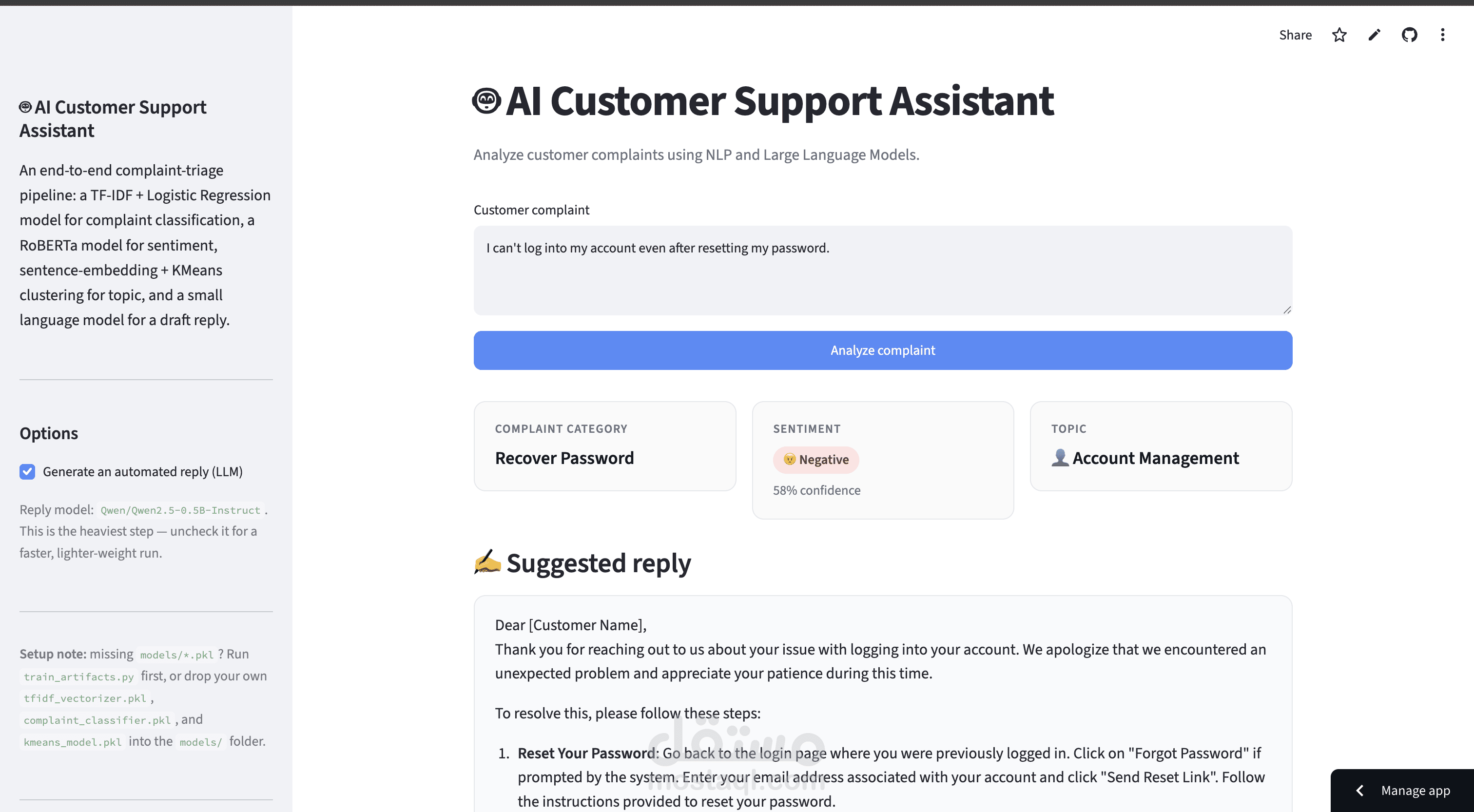 AI Customer Support Assistant