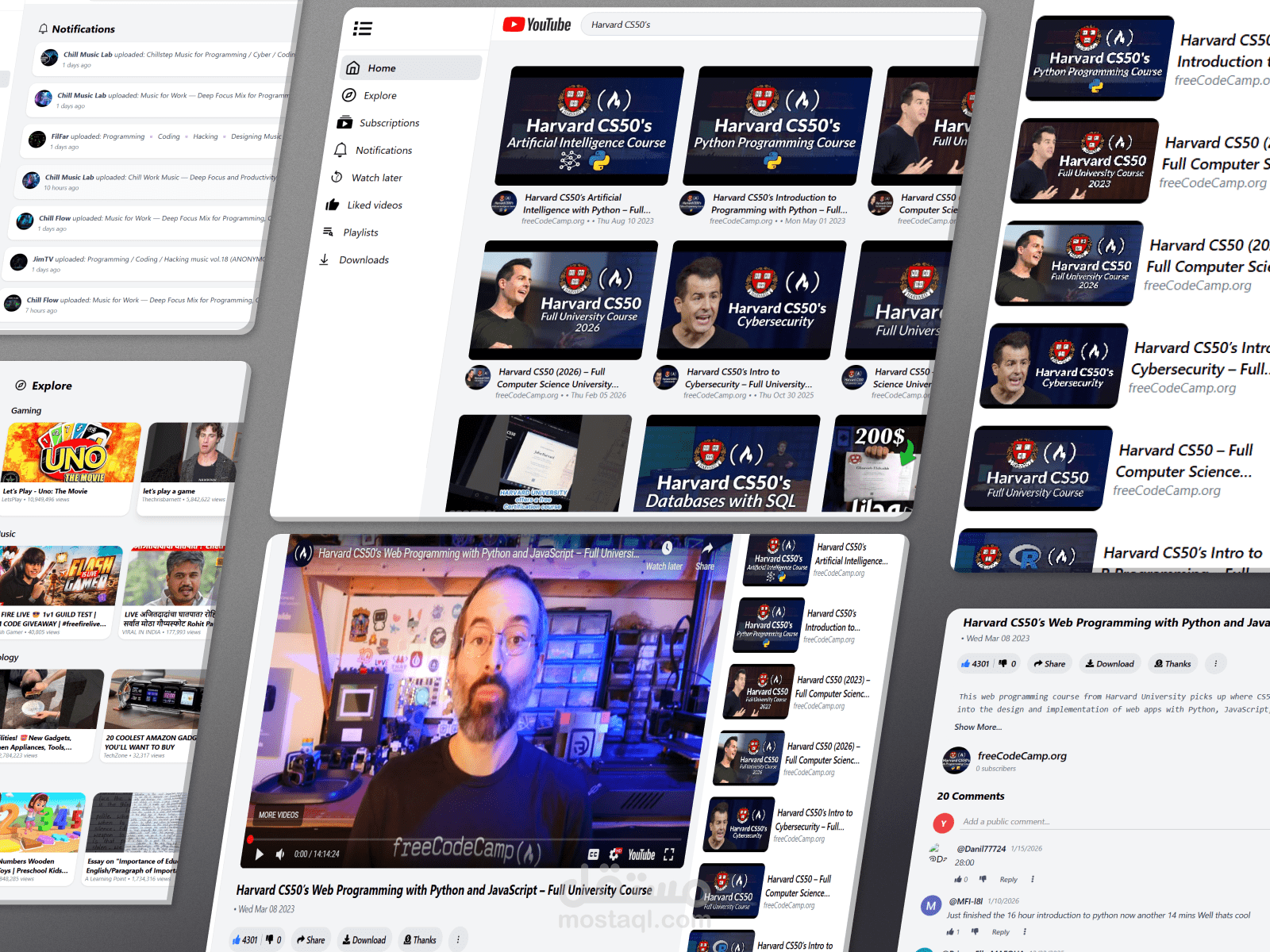 تطوير منصة فيديو احترافية مشابهة لـ YouTube باستخدام React وRedux
