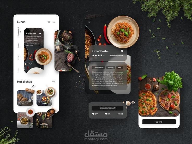 تصميم تطبيق مطعم جذاب واحترافي