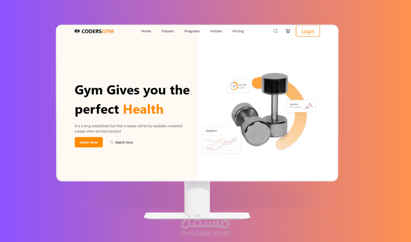 موقع تدريبات ولياقة بدنية للرجال – تصميم تفاعلي وحديث