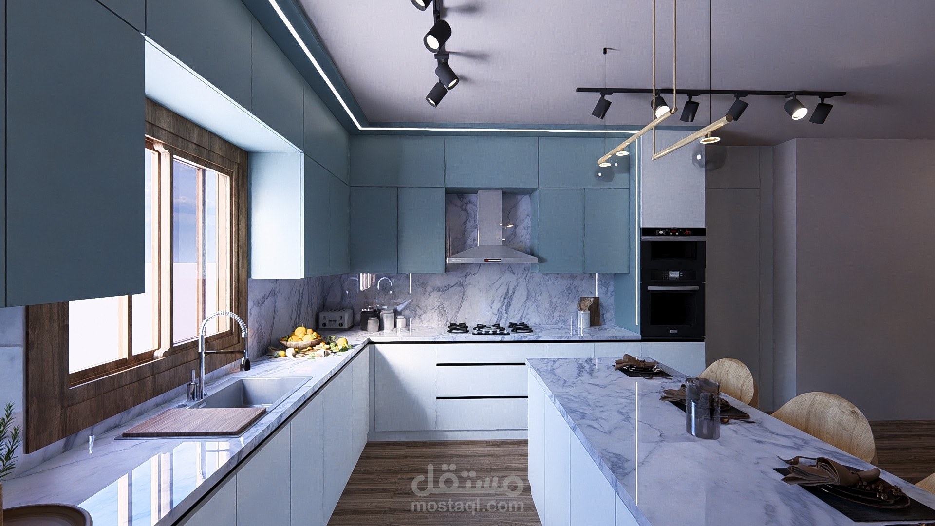 تصميم مطبخ بالوان مميزة