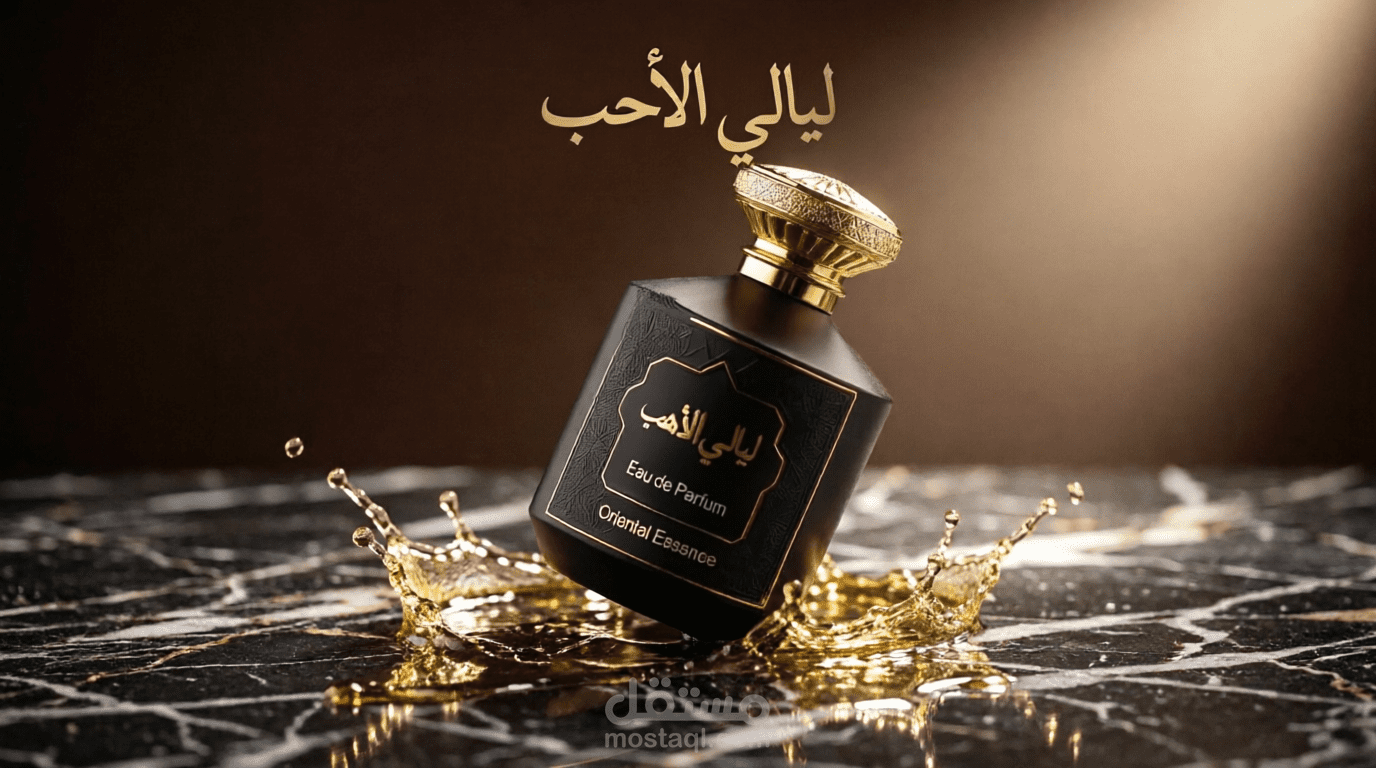 تصميم إعلان فاخر لعطر عربي أصلي | Cinematic Perfume Ad