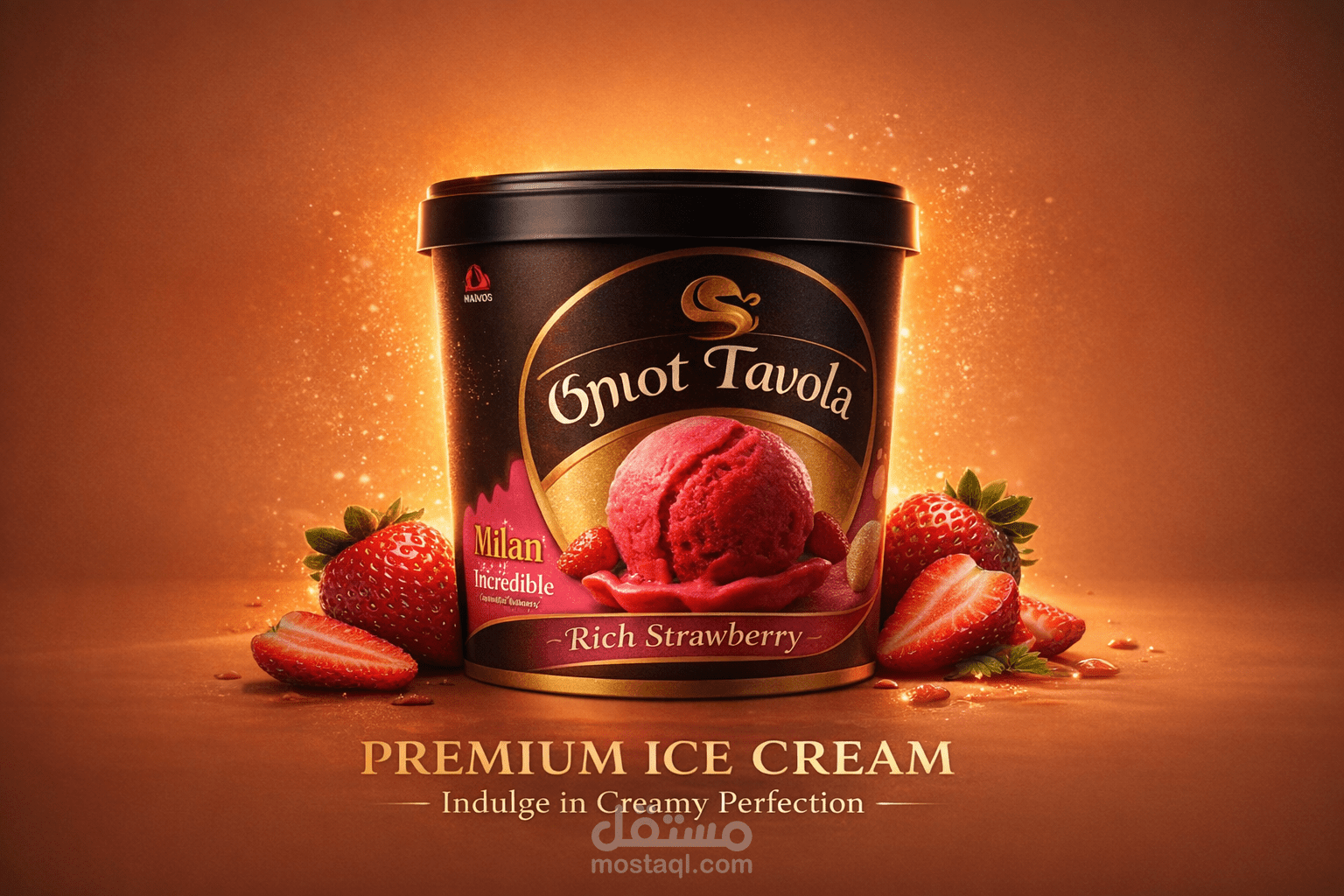 تصميم إعلان آيس كريم احترافي بأسلوب سينمائي (Cinematic Product Ad)