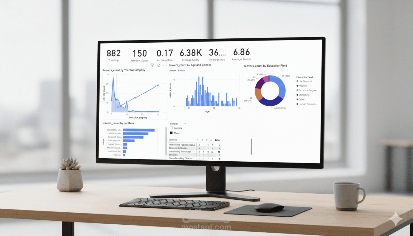لوحة بيانات تفاعلية لتحليل معدل دوران الموظفين