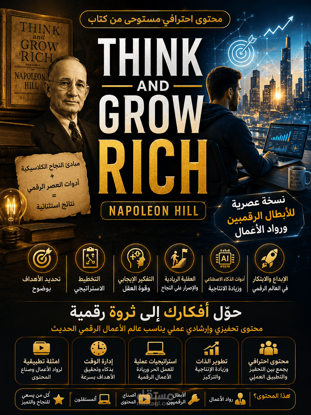 تأليف كتاب: تحقيق النجاح الشخصي والمهني: دليل إرشادي مستوحى من Think and Grow Rich وموجه لأبطال اونلاين