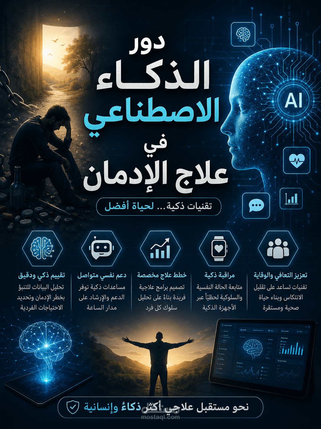 بحث علمي: دور الذكاء الاصطناعي في علاج الإدمان: حلول تقنية مبتكرة للتغلب على التحديات المجتمعية