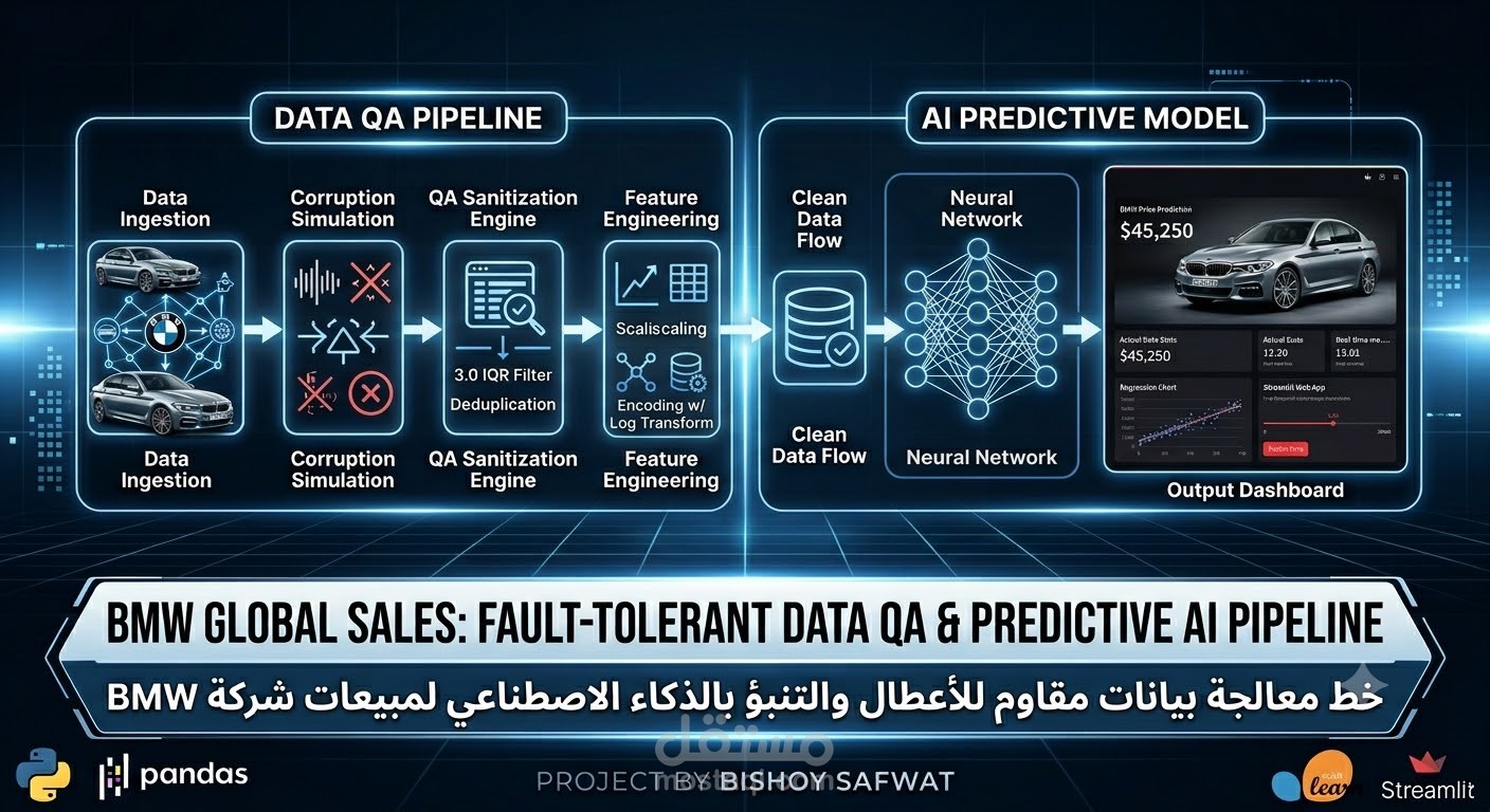 خط معالجة بيانات مقاوم للأعطال والتنبؤ بالذكاء الاصطناعي لمبيعات شركة BMW