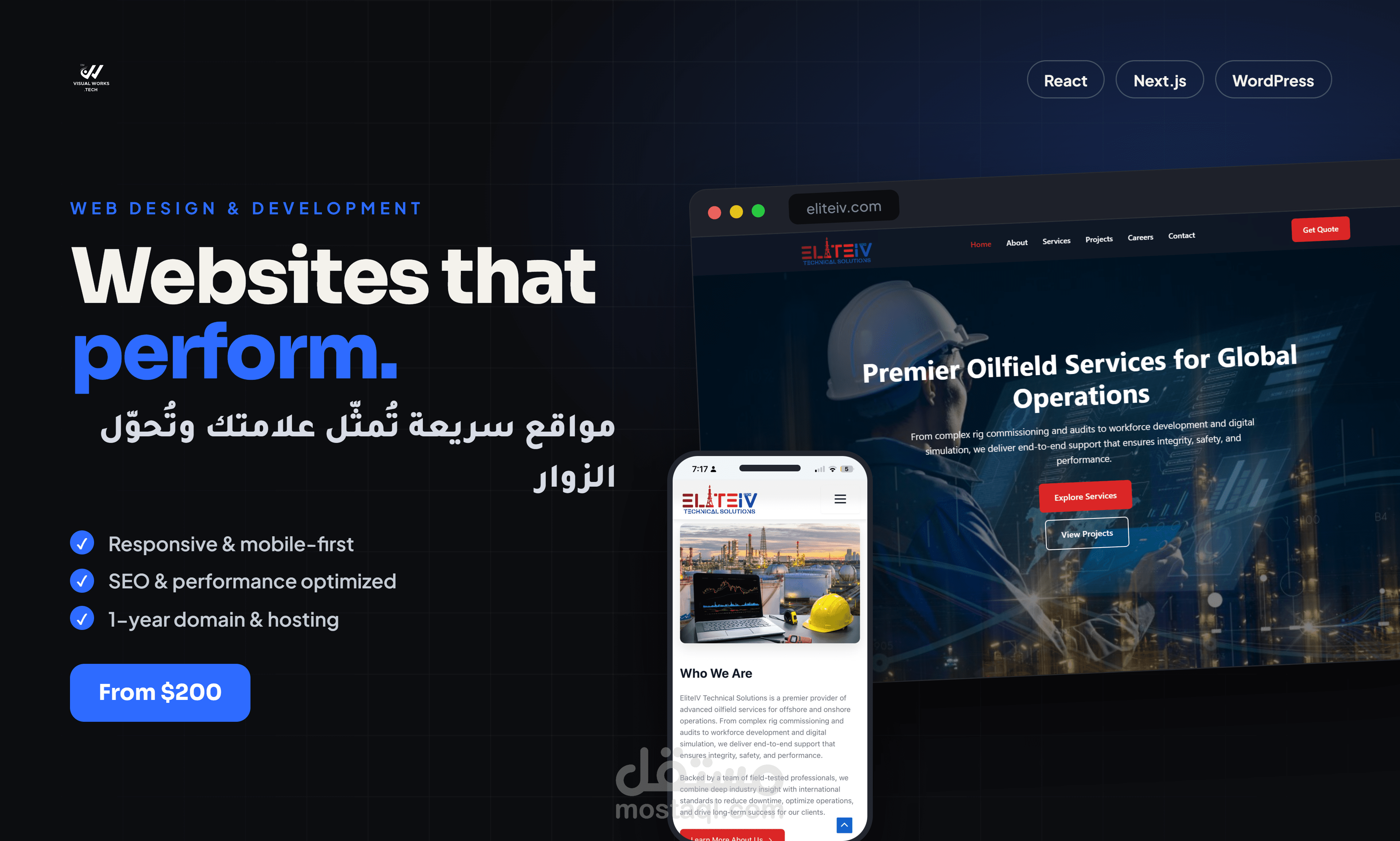 سأصمم وأطوّر لك موقعاً إلكترونياً مخصصاً وعالي الأداء لعملك
