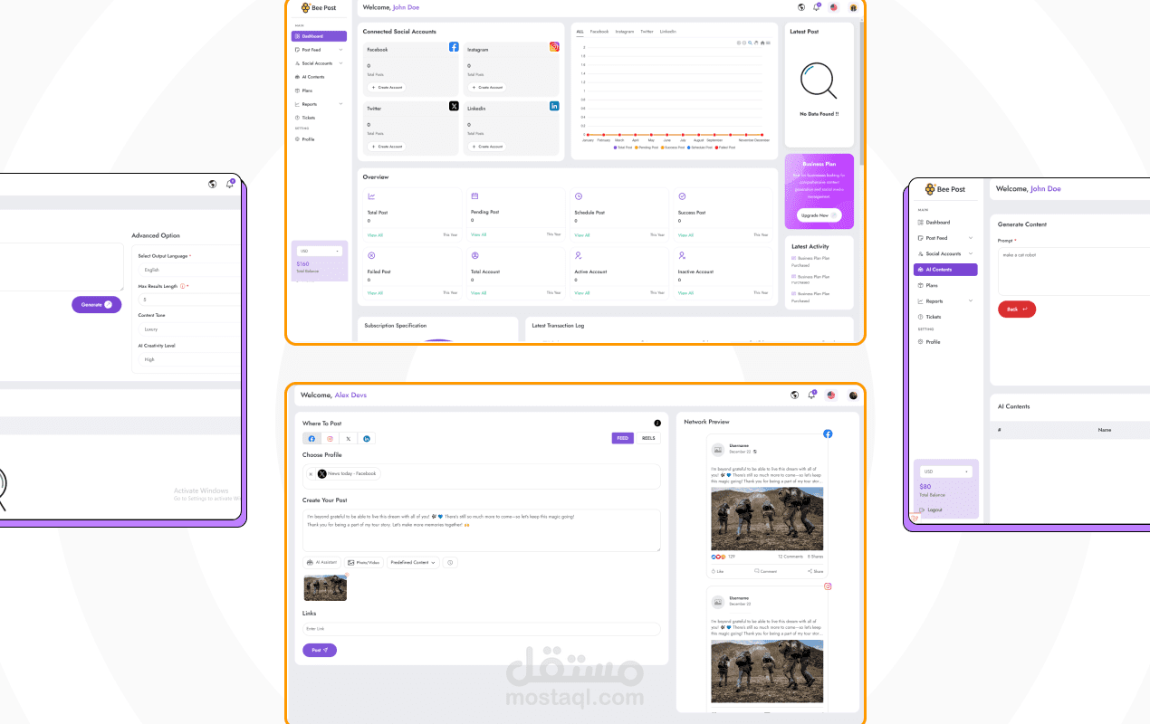 منصة ذكاء اصطناعي لإدارة التواصل الاجتماعي وصناعة المحتوى (نظام SaaS باشتراكات دورية)