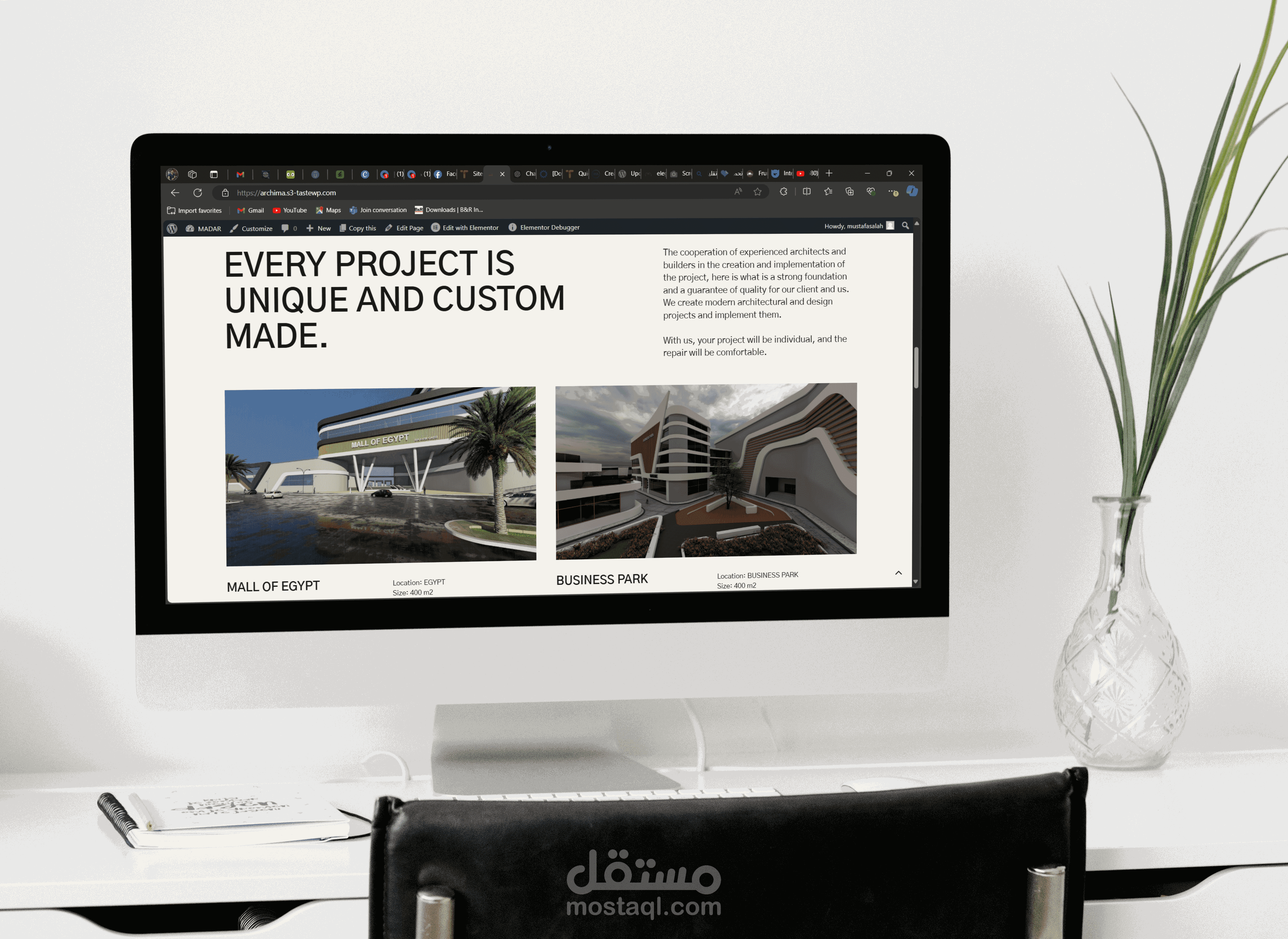 موقع الكتروني لمهندس معماري لعرض المشاريع الذي يقدمها