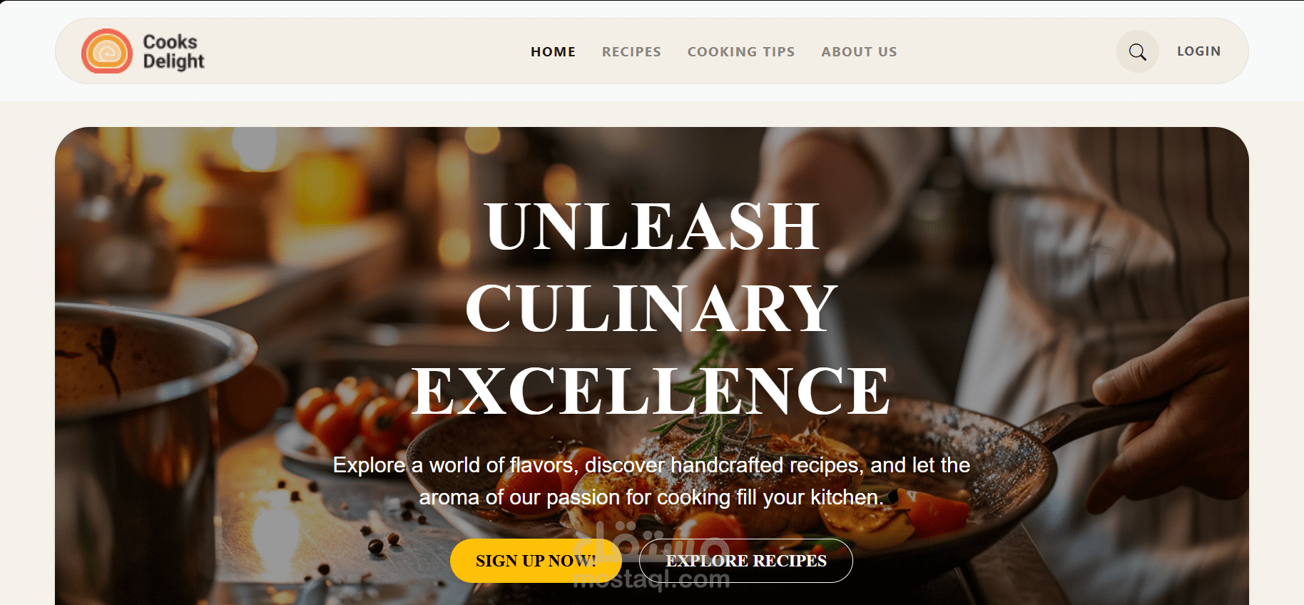 landing page cooking delight