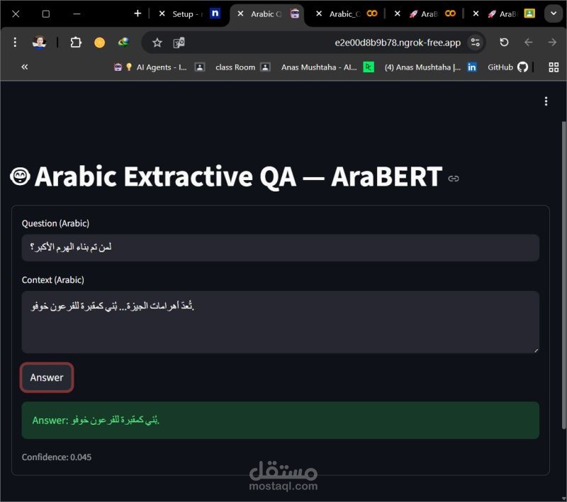 Arabic Question Answering System using AraBERT – NLP Model