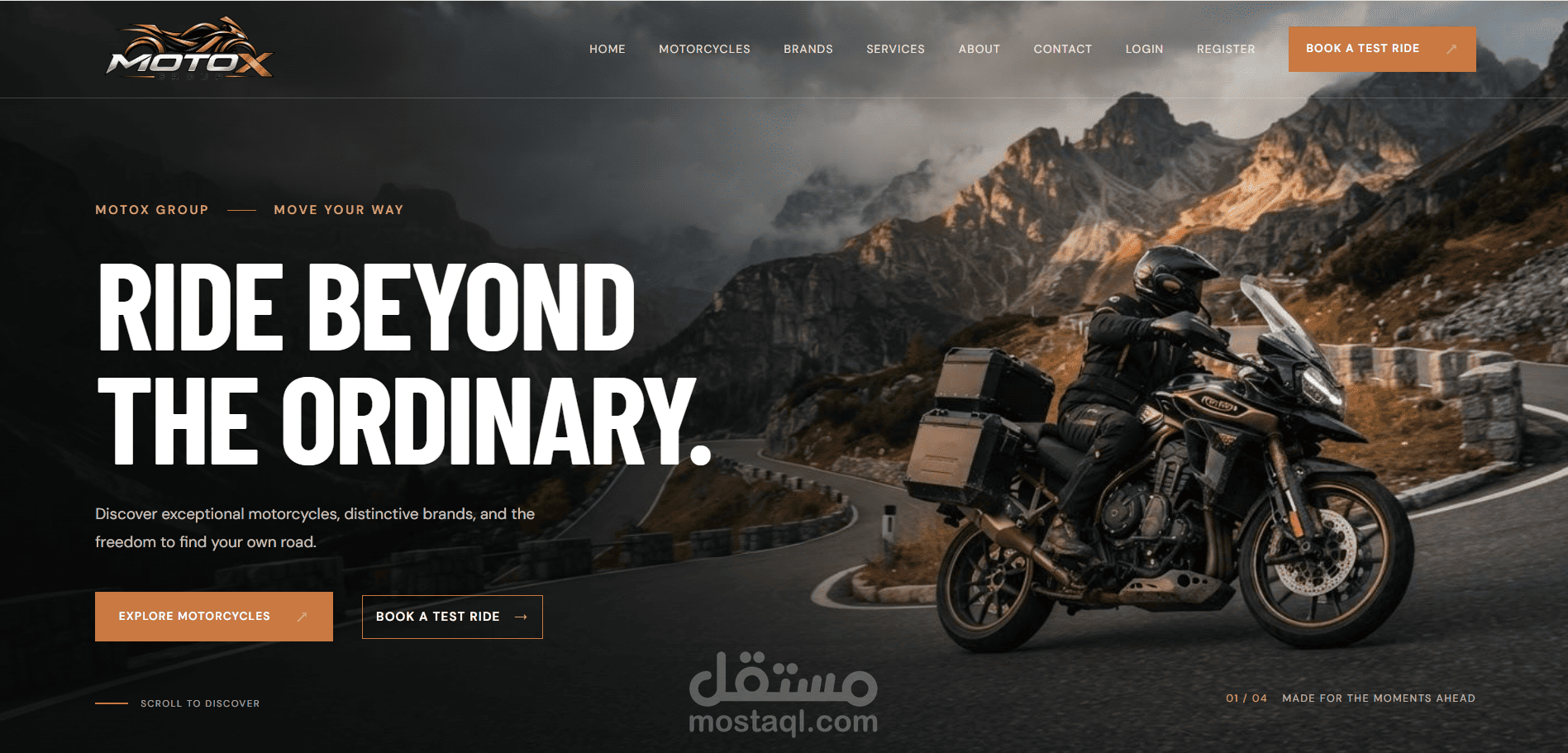 تطوير موقع ويب متكامل باستخدام React وLaravel لمجموعة MotoX Group