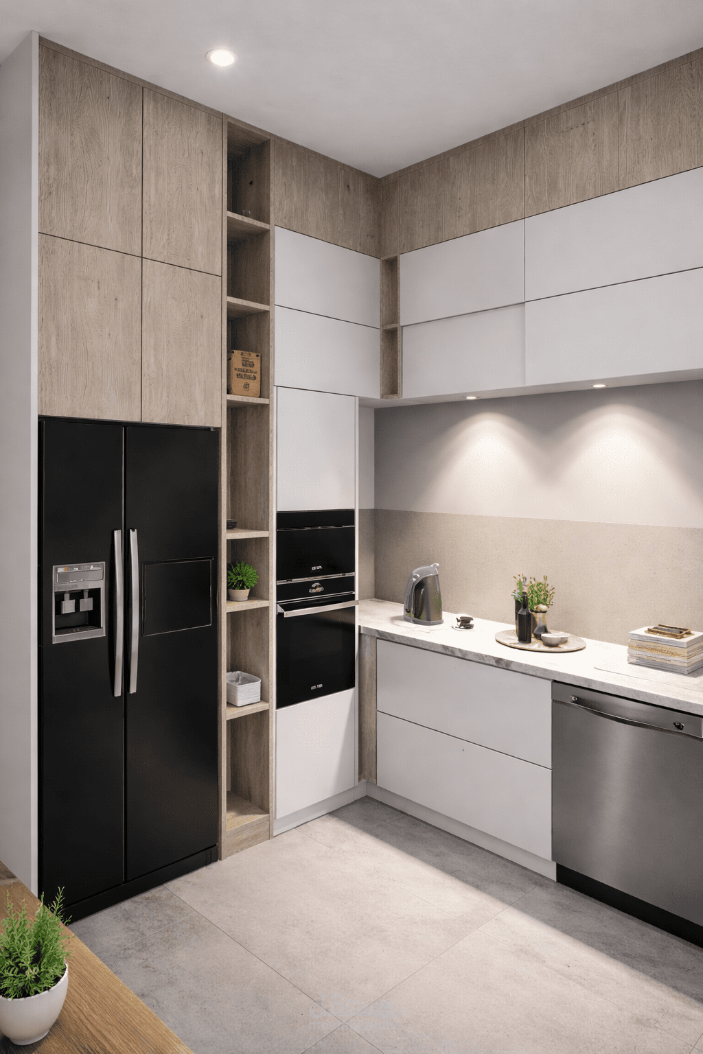 Modern Minimalist Kitchen Design | High-Quality 3D Rendering & Interior Visualization