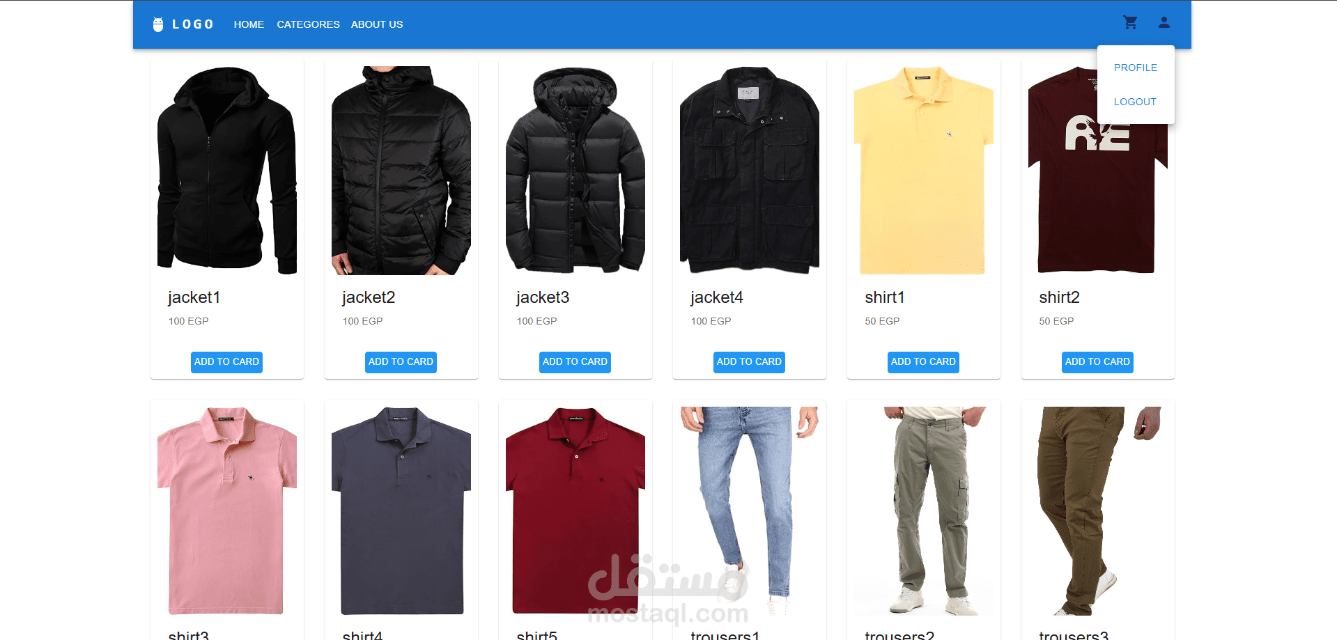 clothes store website