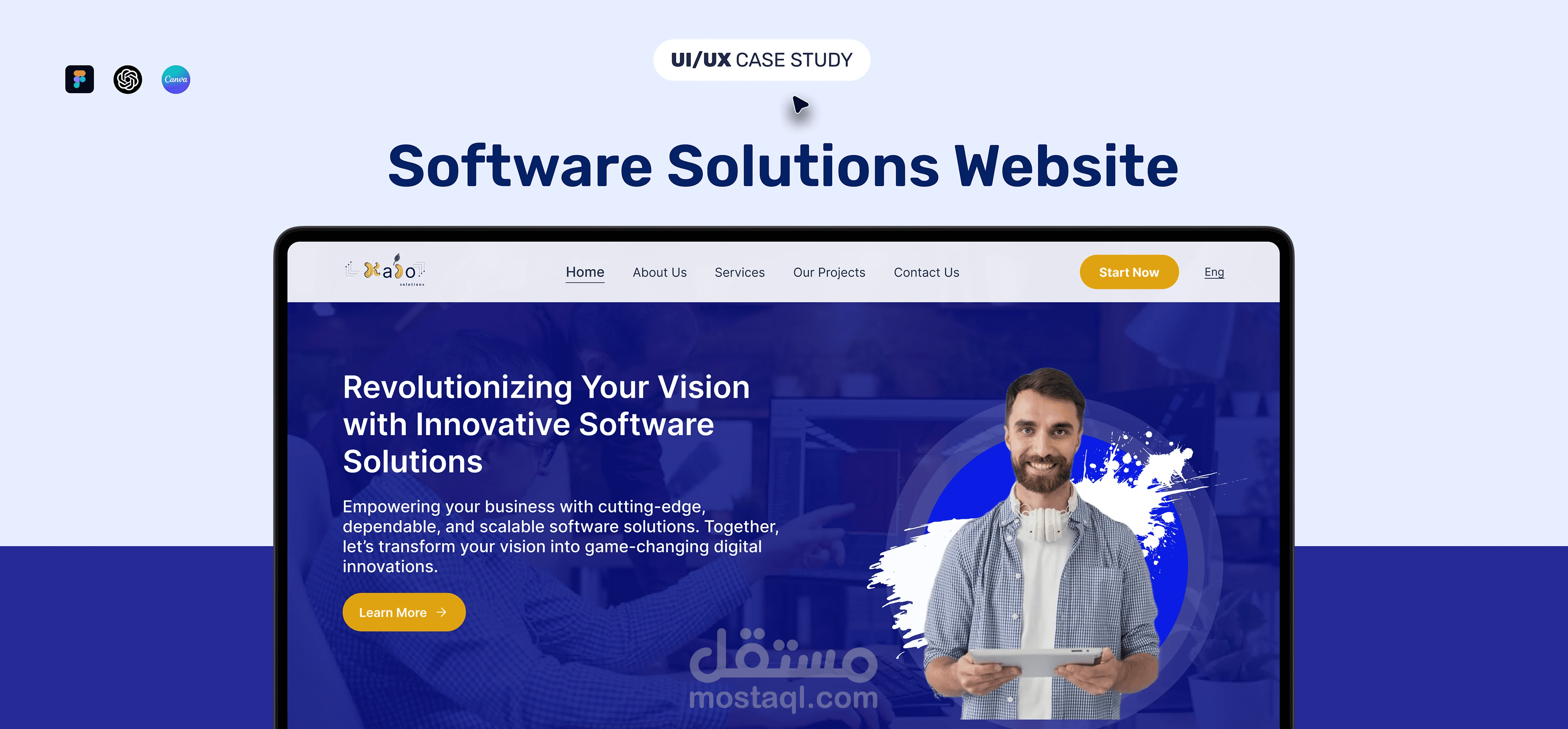 تصميم موقع تعريفي (Portfolio Website) لشركة برمجيات - Kajo