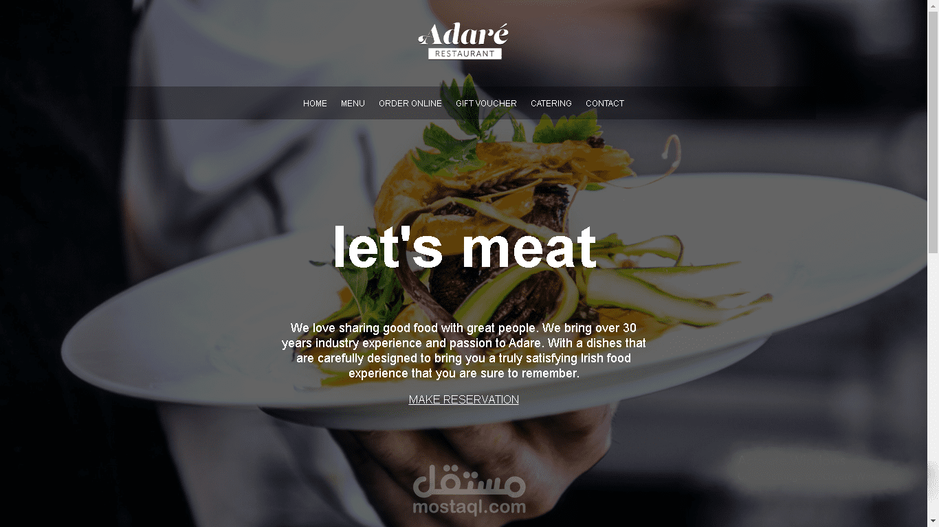 موقع ترويجي لمطعم وإنشاء حجوزات عبر الإيميل